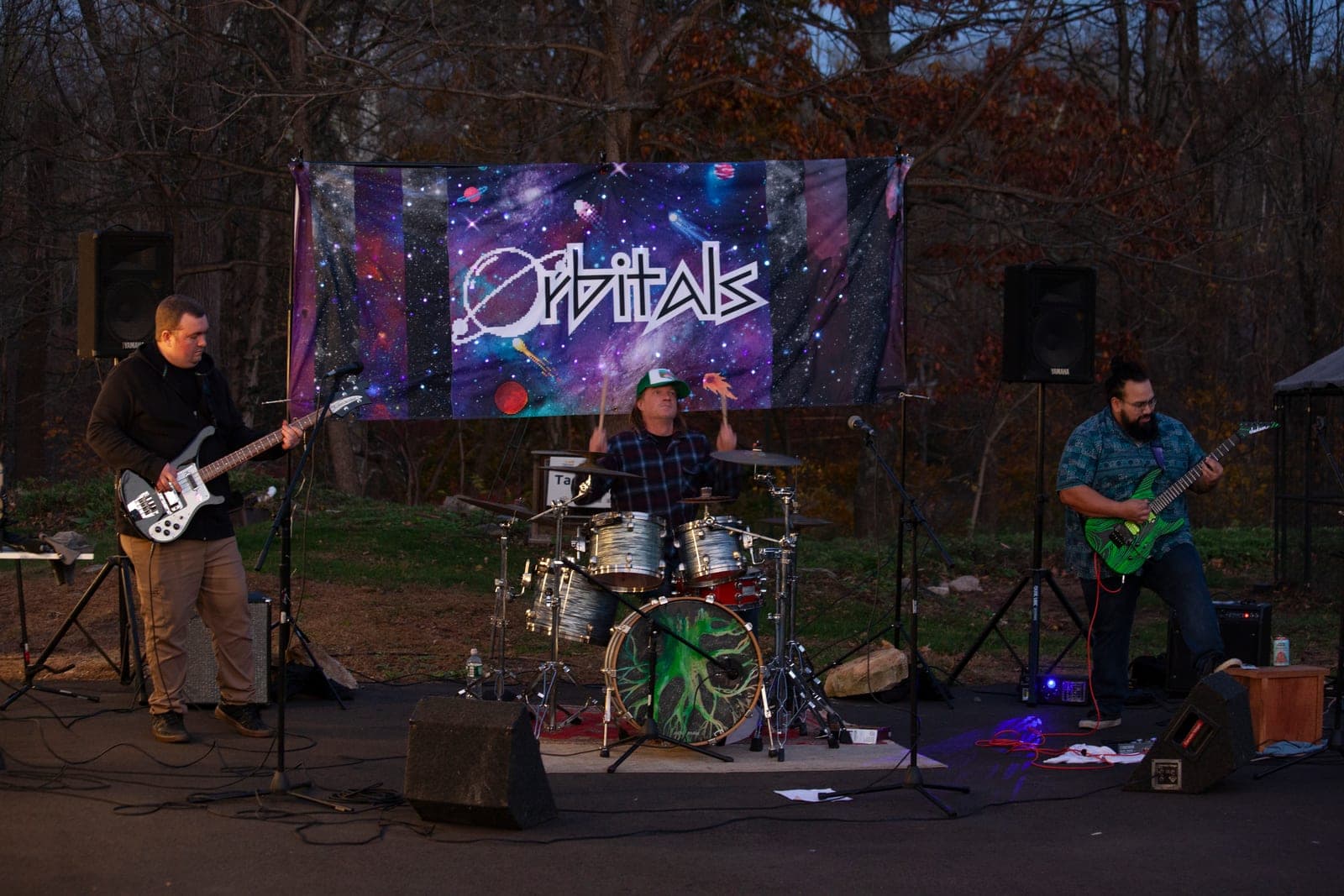 Orbitals performing live under their galaxy Orbitals banner