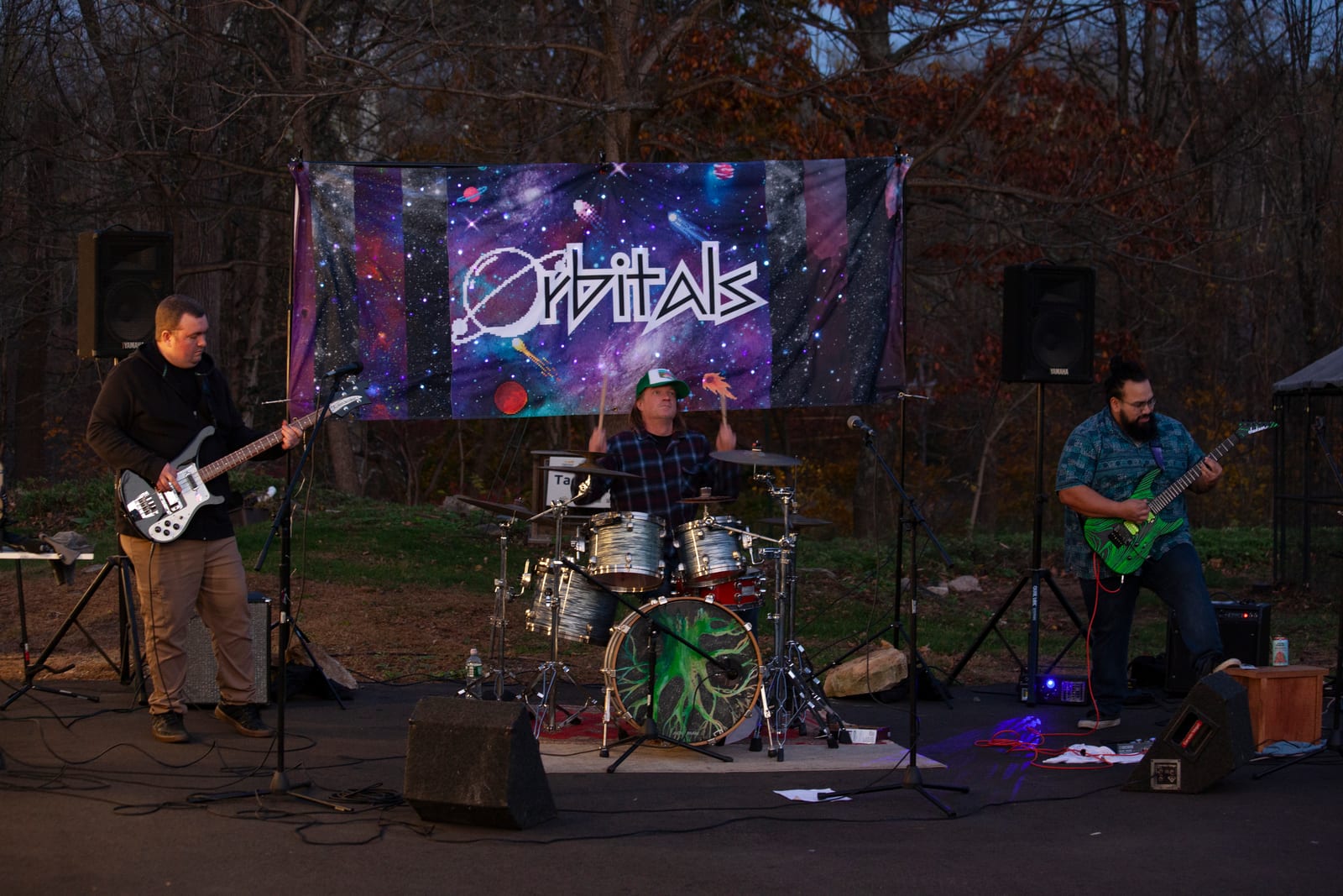 Orbitals performing live under their galaxy Orbitals banner